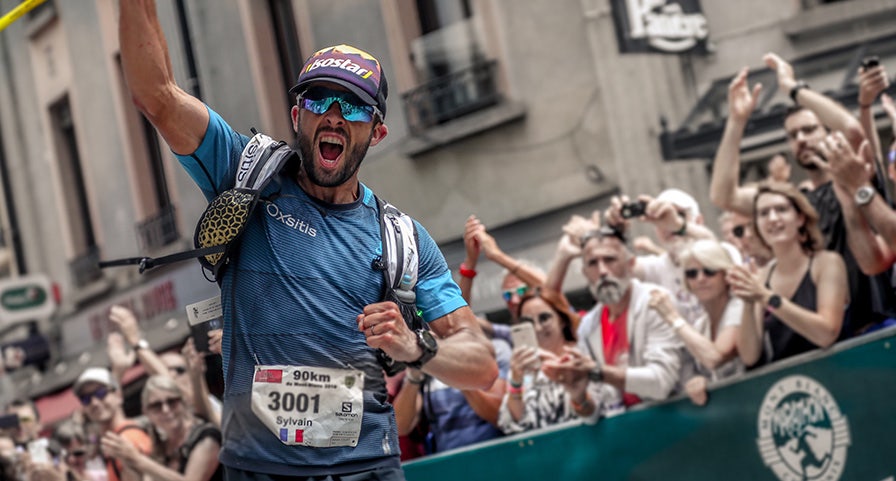 Sylvain Court à l'arrivée d'un trail 90km