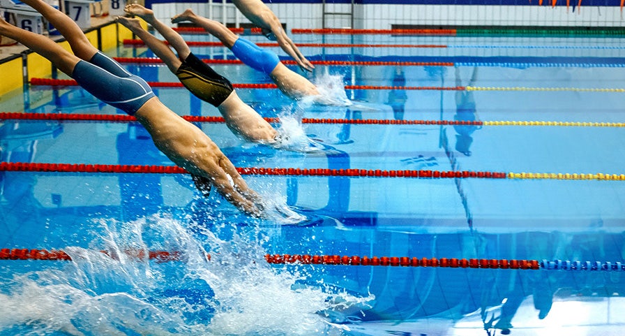 Nageurs au départ d'une course de natation